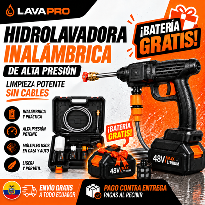 Hidrolavadora Inalámbrica Portátil de Alta Presión y Sin Cabos - con 1 Batería Gratis! 🎁